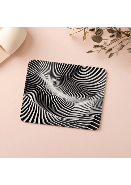 Siyah Beyaz Zigzaglı Geometrik Mousepad - 19X23 cm 2 mm Dikdörtgen Ithal Baskılı Mouse Pad indirimleri