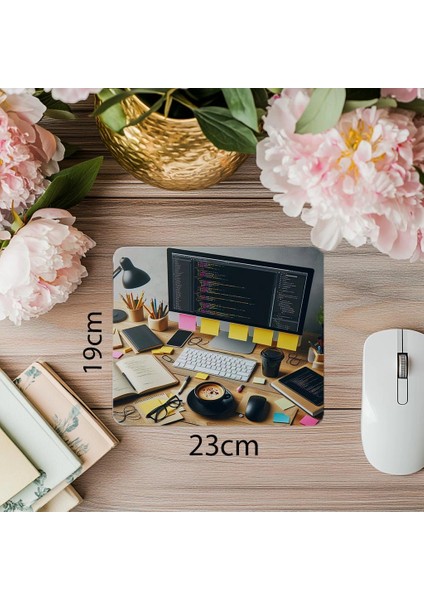 Post-It ve Kod Parçacıklı Geliştirici Mouse Pad - 19X23 cm 2 mm Dikdörtgen Ithal Baskılı Mouse Pad