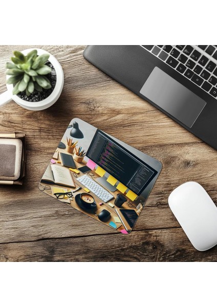 Post-It ve Kod Parçacıklı Geliştirici Mouse Pad - 19X23 cm 2 mm Dikdörtgen Ithal Baskılı Mouse Pad