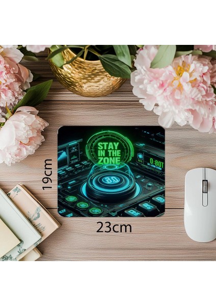 Neon Hologramlı Stay In The Zone Mouse Pad - 19X23 cm 2 mm Dikdörtgen Ithal Baskılı Mouse Pad