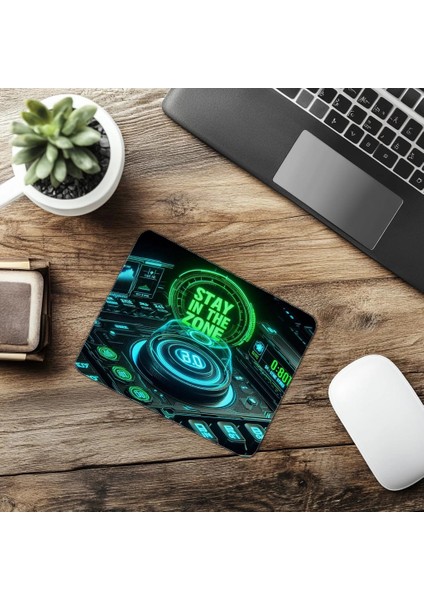 Neon Hologramlı Stay In The Zone Mouse Pad - 19X23 cm 2 mm Dikdörtgen Ithal Baskılı Mouse Pad