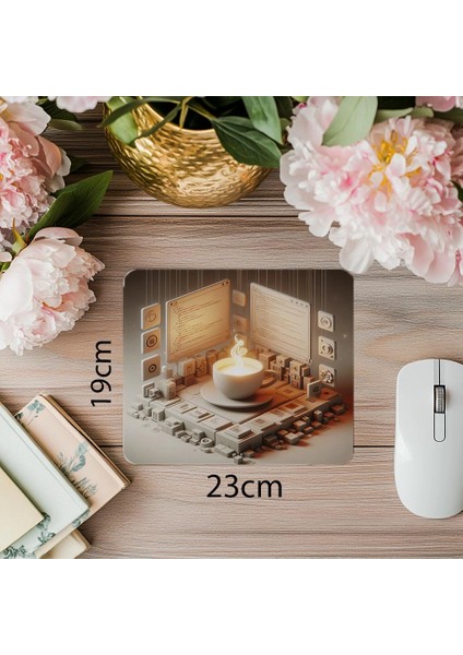 Glowing Editor & Central Cup Mouse Pad - 19X23 cm 2 mm Dikdörtgen Ithal Baskılı Mouse Pad