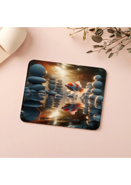 Dairesel Yüzüşlü Koi Balığı Mousepad - 19X23 cm 2 mm Dikdörtgen Ithal Baskılı Mouse Pad indirimleri