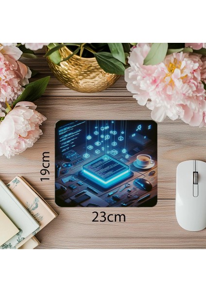 Hover Terminal Temalı Yazılımcı Mouse Pad - 19X23 cm 2 mm Dikdörtgen Ithal Baskılı Mouse Pad