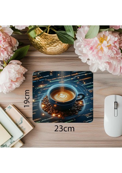 3D Kod Akışıyla Espresso Mousepad Tasarımı - 19X23 cm 2 mm Dikdörtgen Ithal Baskılı Mouse Pad