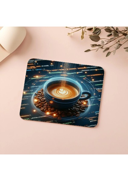 3D Kod Akışıyla Espresso Mousepad Tasarımı - 19X23 cm 2 mm Dikdörtgen Ithal Baskılı Mouse Pad indirimleri