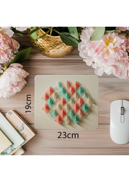 Katmanlı Geometrik Üçgen Tasarımlı Mouse Pad - 19X23 cm 2 mm Dikdörtgen Ithal Baskılı Mouse Pad