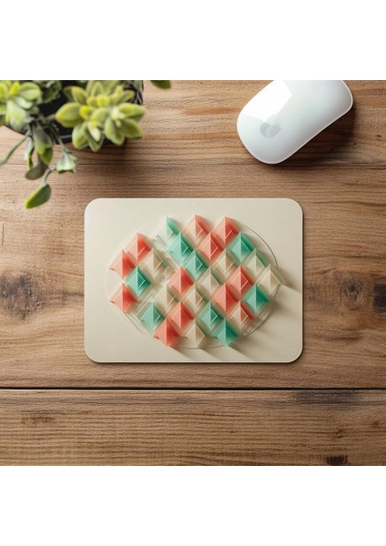 Katmanlı Geometrik Üçgen Tasarımlı Mouse Pad - 19X23 cm 2 mm Dikdörtgen Ithal Baskılı Mouse Pad fırsatları
