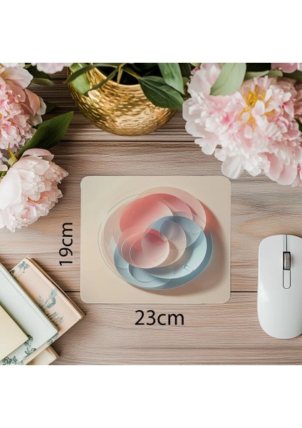 Pastel Renkli Geometrik Mousepad – Daire Temalı - 19X23 cm 2 mm Dikdörtgen Ithal Baskılı Mouse Pad