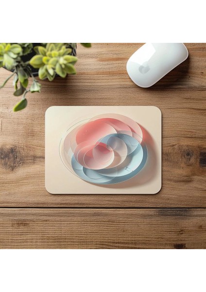 Pastel Renkli Geometrik Mousepad – Daire Temalı - 19X23 cm 2 mm Dikdörtgen Ithal Baskılı Mouse Pad fırsatları