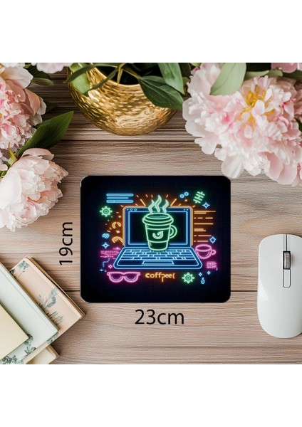 Kahve ve Kod Arasında Şık Denge Mouse Pad - 19X23 cm 2 mm Dikdörtgen Ithal Baskılı Mouse Pad