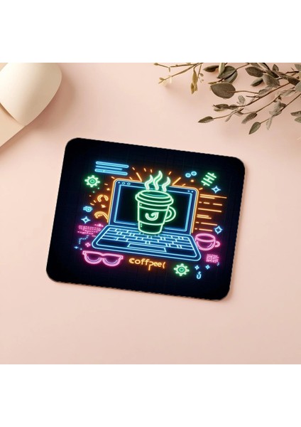Kahve ve Kod Arasında Şık Denge Mouse Pad - 19X23 cm 2 mm Dikdörtgen Ithal Baskılı Mouse Pad indirimleri