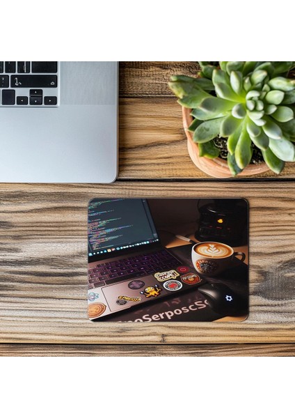 Laptop Üzerinde Sticker’lı Mousepad – Kod Yüzeyli - 19X23 cm 2 mm Dikdörtgen Ithal Baskılı Mouse Pad modelleri