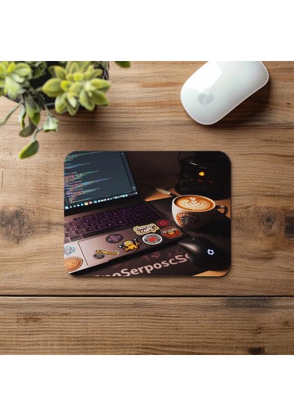 Laptop Üzerinde Sticker’lı Mousepad – Kod Yüzeyli - 19X23 cm 2 mm Dikdörtgen Ithal Baskılı Mouse Pad fırsatları