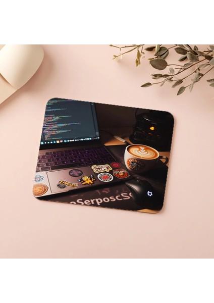 Laptop Üzerinde Sticker’lı Mousepad – Kod Yüzeyli - 19X23 cm 2 mm Dikdörtgen Ithal Baskılı Mouse Pad indirimleri