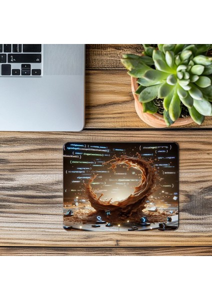 Orta Havadaki Kahve Splash + Kod Mousepad - 19X23 cm 2 mm Dikdörtgen Ithal Baskılı Mouse Pad modelleri