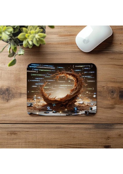 Orta Havadaki Kahve Splash + Kod Mousepad - 19X23 cm 2 mm Dikdörtgen Ithal Baskılı Mouse Pad fırsatları