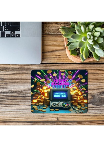 High Score Hunter Yazılı Retro Gamer Mousepad - 19X23 cm 2 mm Dikdörtgen Ithal Baskılı Mouse Pad modelleri