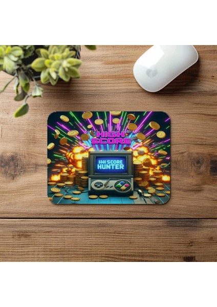 High Score Hunter Yazılı Retro Gamer Mousepad - 19X23 cm 2 mm Dikdörtgen Ithal Baskılı Mouse Pad fırsatları