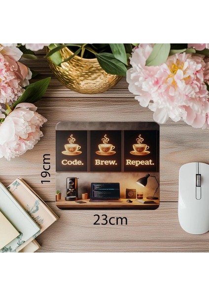 Espresso Setup Altında Kod Sloganı Mouse Pad - 19X23 cm 2 mm Dikdörtgen Ithal Baskılı Mouse Pad