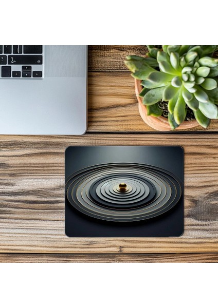 Monokrom Daireler ve Altın Nokta Mousepad - 19X23 cm 2 mm Dikdörtgen Ithal Baskılı Mouse Pad modelleri
