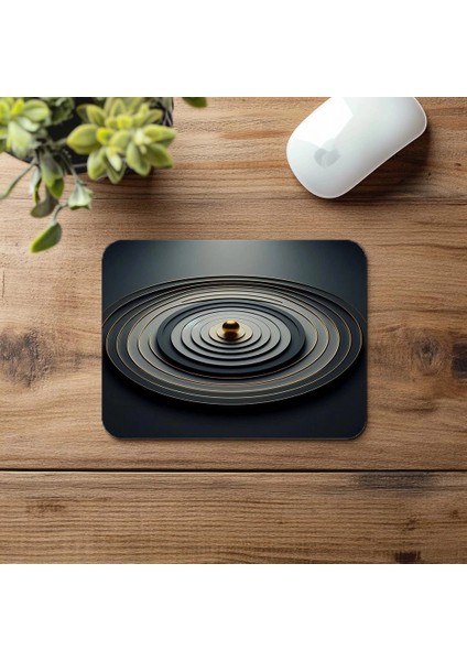 Monokrom Daireler ve Altın Nokta Mousepad - 19X23 cm 2 mm Dikdörtgen Ithal Baskılı Mouse Pad fırsatları