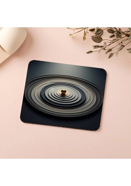 Monokrom Daireler ve Altın Nokta Mousepad - 19X23 cm 2 mm Dikdörtgen Ithal Baskılı Mouse Pad indirimleri