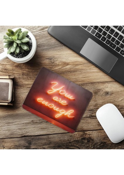 Duygusal Neon Yazı Tasarımı Mouse Pad - 19X23 cm 2 mm Dikdörtgen Ithal Baskılı Mouse Pad