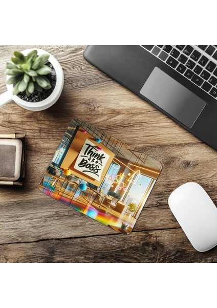 Parlak Neon Tasarım – Boss Mode Mouse Pad - 19X23 cm 2 mm Dikdörtgen Ithal Baskılı Mouse Pad