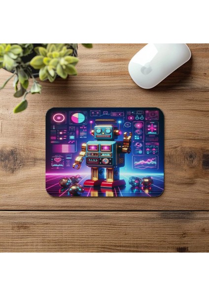 Circuit Efektli Nostaljik Robot Mouse Pad - 19X23 cm 2 mm Dikdörtgen Ithal Baskılı Mouse Pad fırsatları