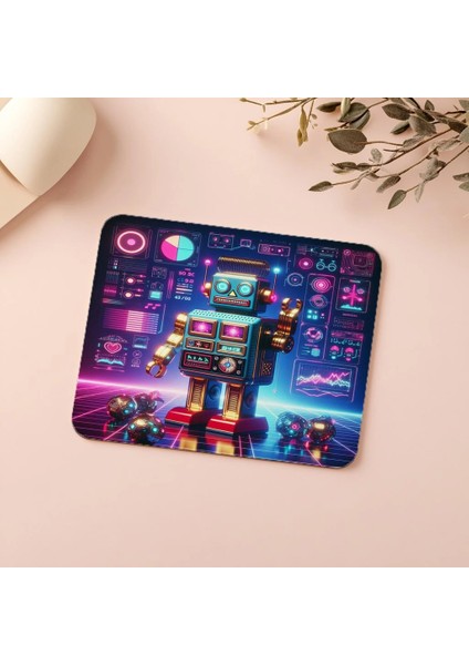 Circuit Efektli Nostaljik Robot Mouse Pad - 19X23 cm 2 mm Dikdörtgen Ithal Baskılı Mouse Pad indirimleri