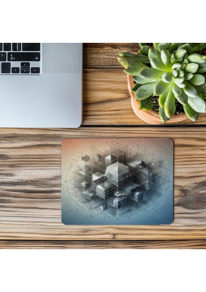 Çerçeveli Geometri ve Fade Efektiyle Mouse Pad - 19X23 cm 2 mm Dikdörtgen Ithal Baskılı Mouse Pad modelleri