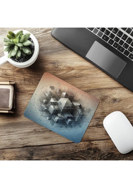 Çerçeveli Geometri ve Fade Efektiyle Mouse Pad - 19X23 cm 2 mm Dikdörtgen Ithal Baskılı Mouse Pad