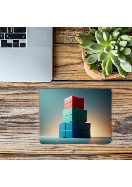 Denge Temalı Minimalist Blok Tasarımı - 19X23 cm 2 mm Dikdörtgen Ithal Baskılı Mouse Pad modelleri
