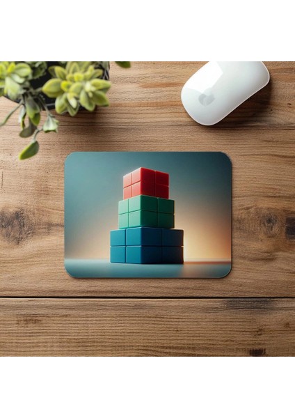 Denge Temalı Minimalist Blok Tasarımı - 19X23 cm 2 mm Dikdörtgen Ithal Baskılı Mouse Pad fırsatları