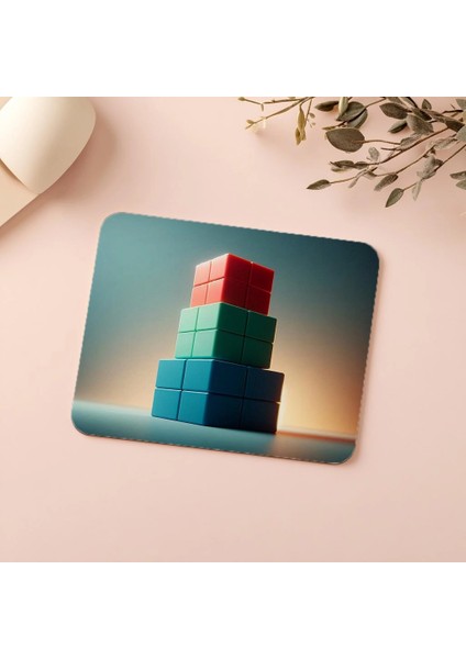 Denge Temalı Minimalist Blok Tasarımı - 19X23 cm 2 mm Dikdörtgen Ithal Baskılı Mouse Pad indirimleri
