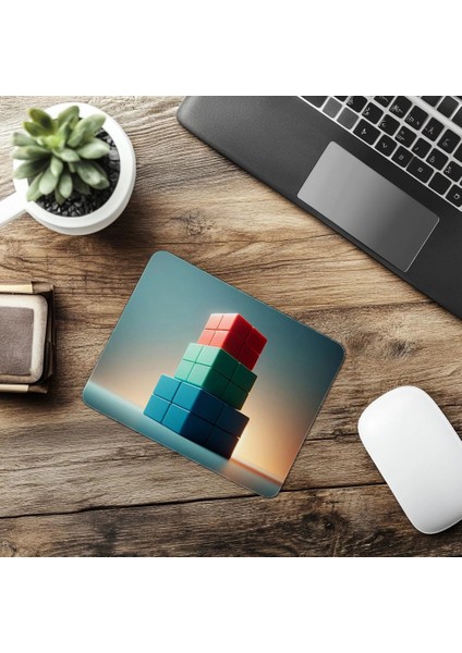 Denge Temalı Minimalist Blok Tasarımı - 19X23 cm 2 mm Dikdörtgen Ithal Baskılı Mouse Pad