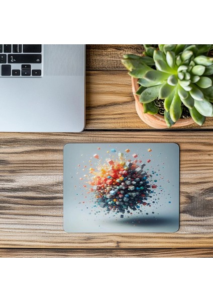 Merkezden Dağılan Renkli Küp Mousepad - 19X23 cm 2 mm Dikdörtgen Ithal Baskılı Mouse Pad modelleri