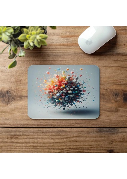Merkezden Dağılan Renkli Küp Mousepad - 19X23 cm 2 mm Dikdörtgen Ithal Baskılı Mouse Pad fırsatları