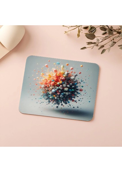 Merkezden Dağılan Renkli Küp Mousepad - 19X23 cm 2 mm Dikdörtgen Ithal Baskılı Mouse Pad indirimleri