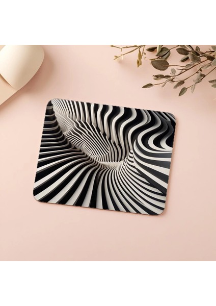 Monokrom Modern Stil Çizgili Mousepad - 19X23 cm 2 mm Dikdörtgen Ithal Baskılı Mouse Pad indirimleri