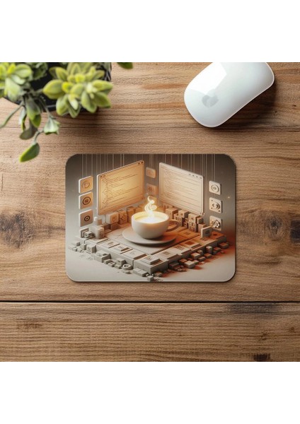 Glowing Editor & Central Cup Mouse Pad - 19X23 cm 2 mm Dikdörtgen Ithal Baskılı Mouse Pad fırsatları