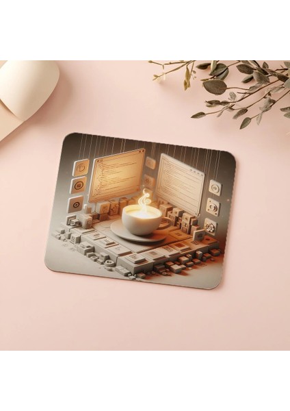 Glowing Editor & Central Cup Mouse Pad - 19X23 cm 2 mm Dikdörtgen Ithal Baskılı Mouse Pad indirimleri