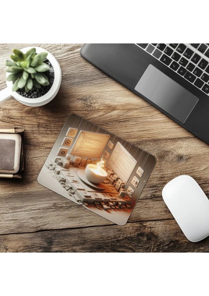 Glowing Editor & Central Cup Mouse Pad - 19X23 cm 2 mm Dikdörtgen Ithal Baskılı Mouse Pad