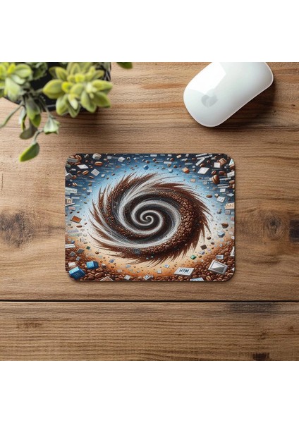 Kod Formuna Dönüşen Kahve Parçacıklı Mousepad - 19X23 cm 2 mm Dikdörtgen Ithal Baskılı Mouse Pad fırsatları