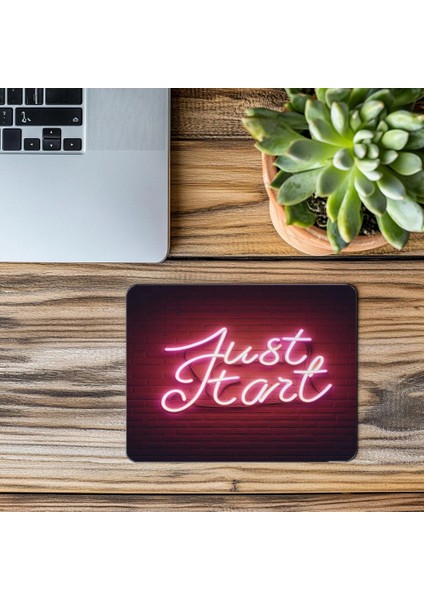 El Yazısı Neon Işıklı Başla Sloganlı Mouse Pad - 19X23 cm 2 mm Dikdörtgen Ithal Baskılı Mouse Pad modelleri