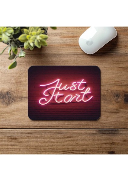 El Yazısı Neon Işıklı Başla Sloganlı Mouse Pad - 19X23 cm 2 mm Dikdörtgen Ithal Baskılı Mouse Pad fırsatları