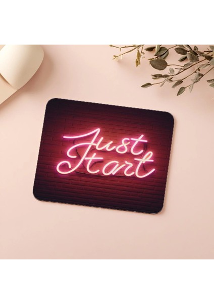 El Yazısı Neon Işıklı Başla Sloganlı Mouse Pad - 19X23 cm 2 mm Dikdörtgen Ithal Baskılı Mouse Pad indirimleri