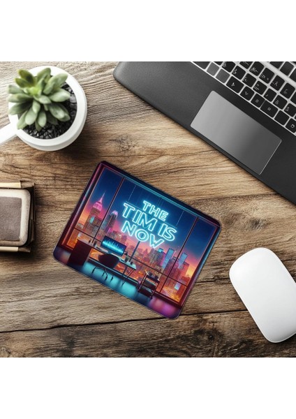 Zaman Şimdi Temalı Canlı Tasarım Mouse Pad - 19X23 cm 2 mm Dikdörtgen Ithal Baskılı Mouse Pad