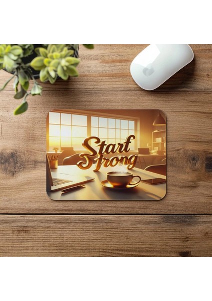 Parlak Güneşli Renklerle Start Strong Mousepad - 19X23 cm 2 mm Dikdörtgen Ithal Baskılı Mouse Pad fırsatları